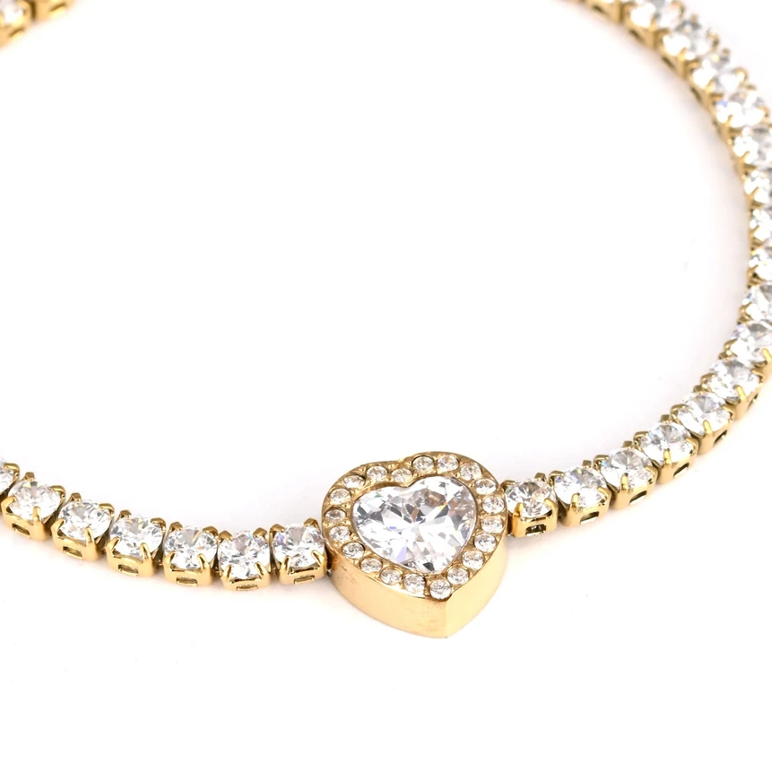 Pulsera en acero rivière corazón GB
