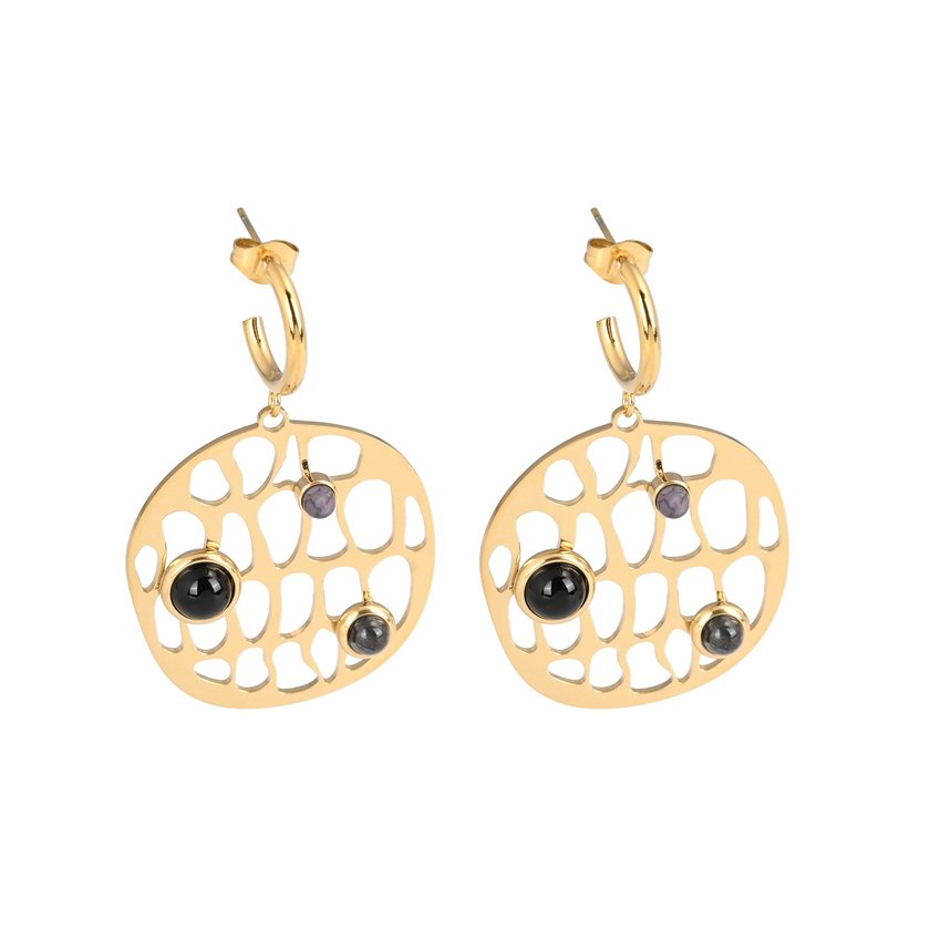 Boucles d'oreilles en acier géométrique noir GB