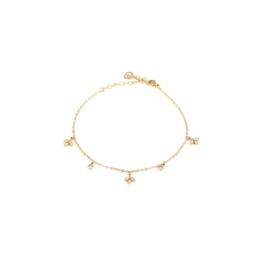 Bracciale piede acciaio foglie GB