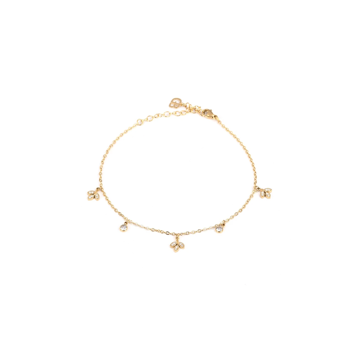 Bracciale piede acciaio foglie GB
