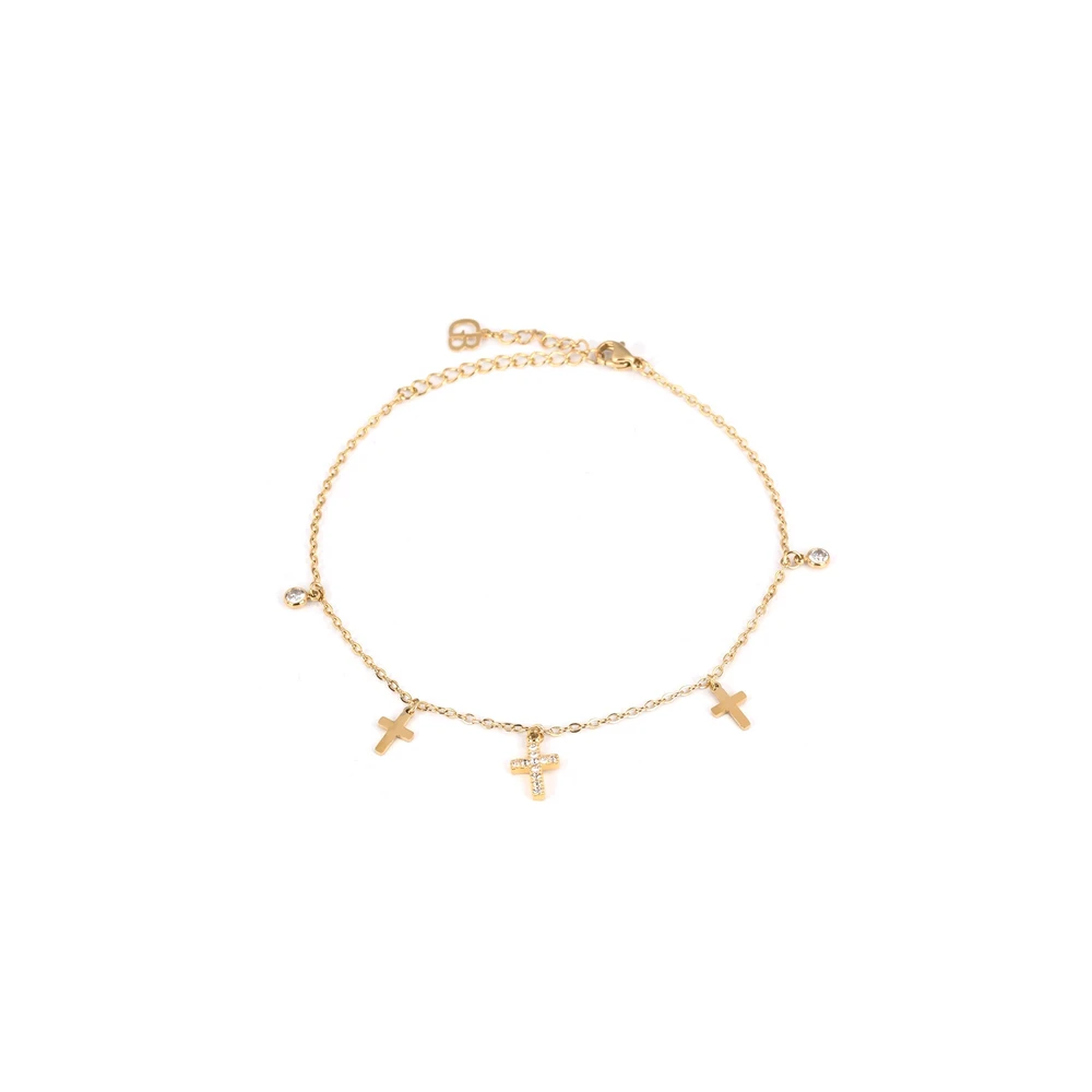 Pulsera para pie acero cruz GB