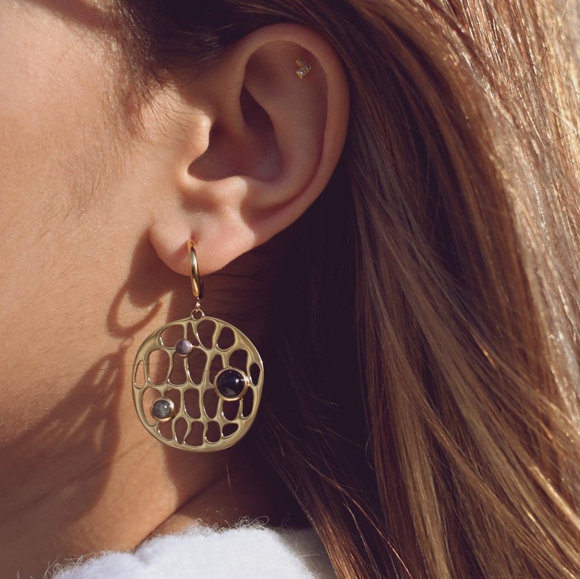 Boucles d'oreilles en acier géométrique noir GB