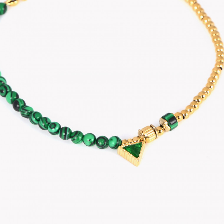 Steel bracelet green malaquita stones green GB