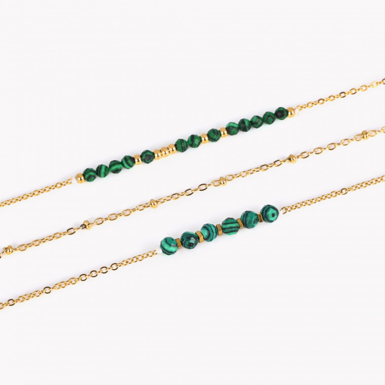 Basic green stones steel set bracelet GB