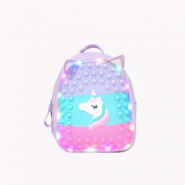 Mochila de criança pop it com luzes GB