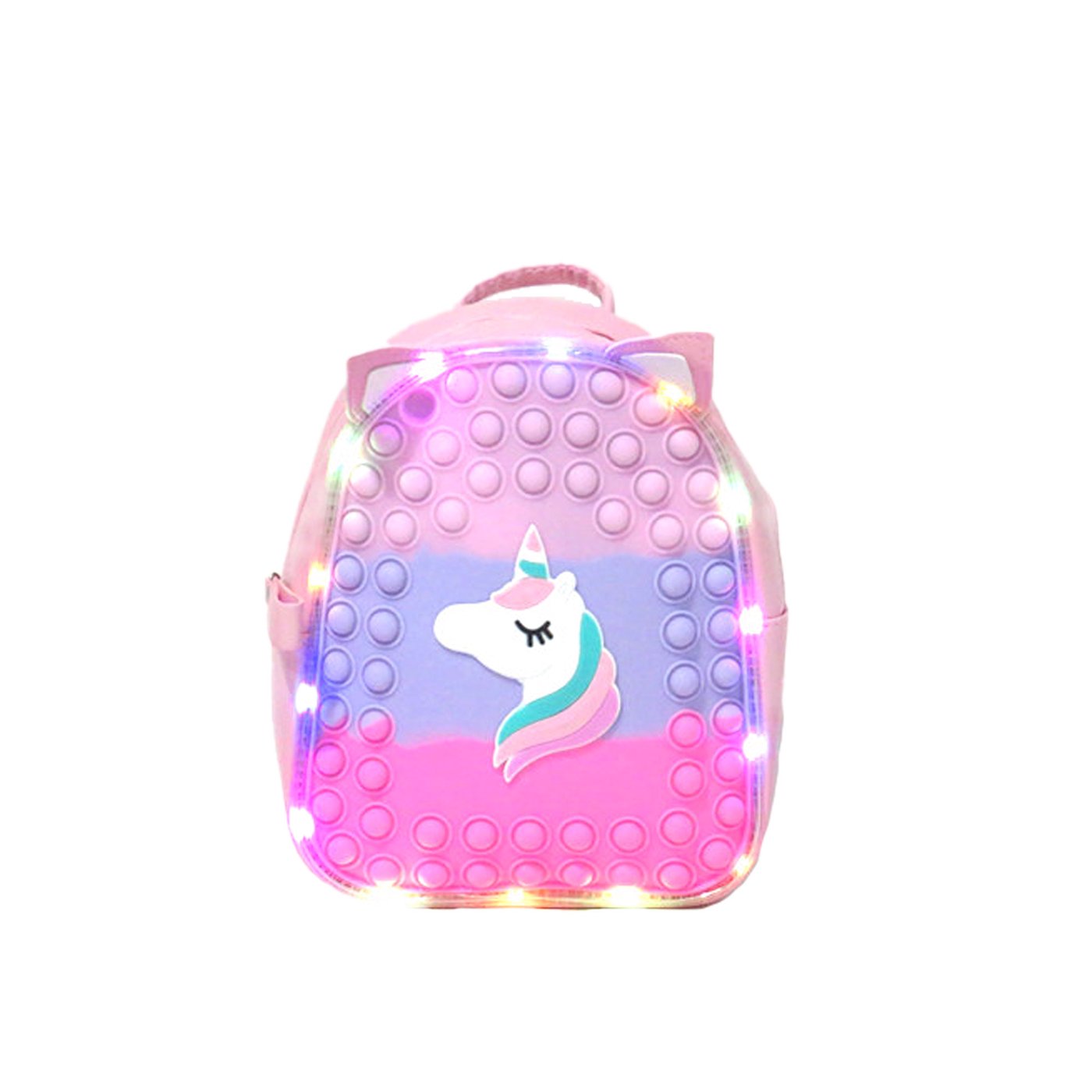 Mochila de criança pop it com luzes GB