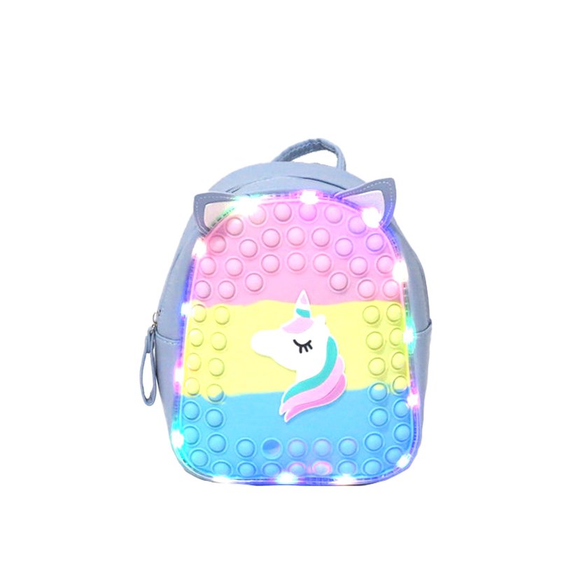 Mochila de criança pop it com luzes GB
