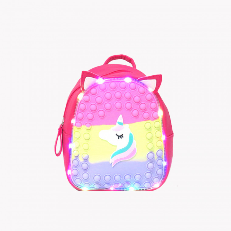 Mochila de criança pop it com luzes GB