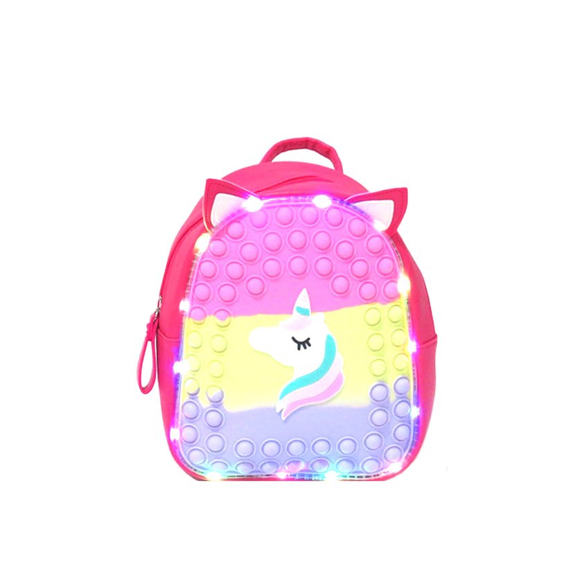 Mochila de criança pop it com luzes GB