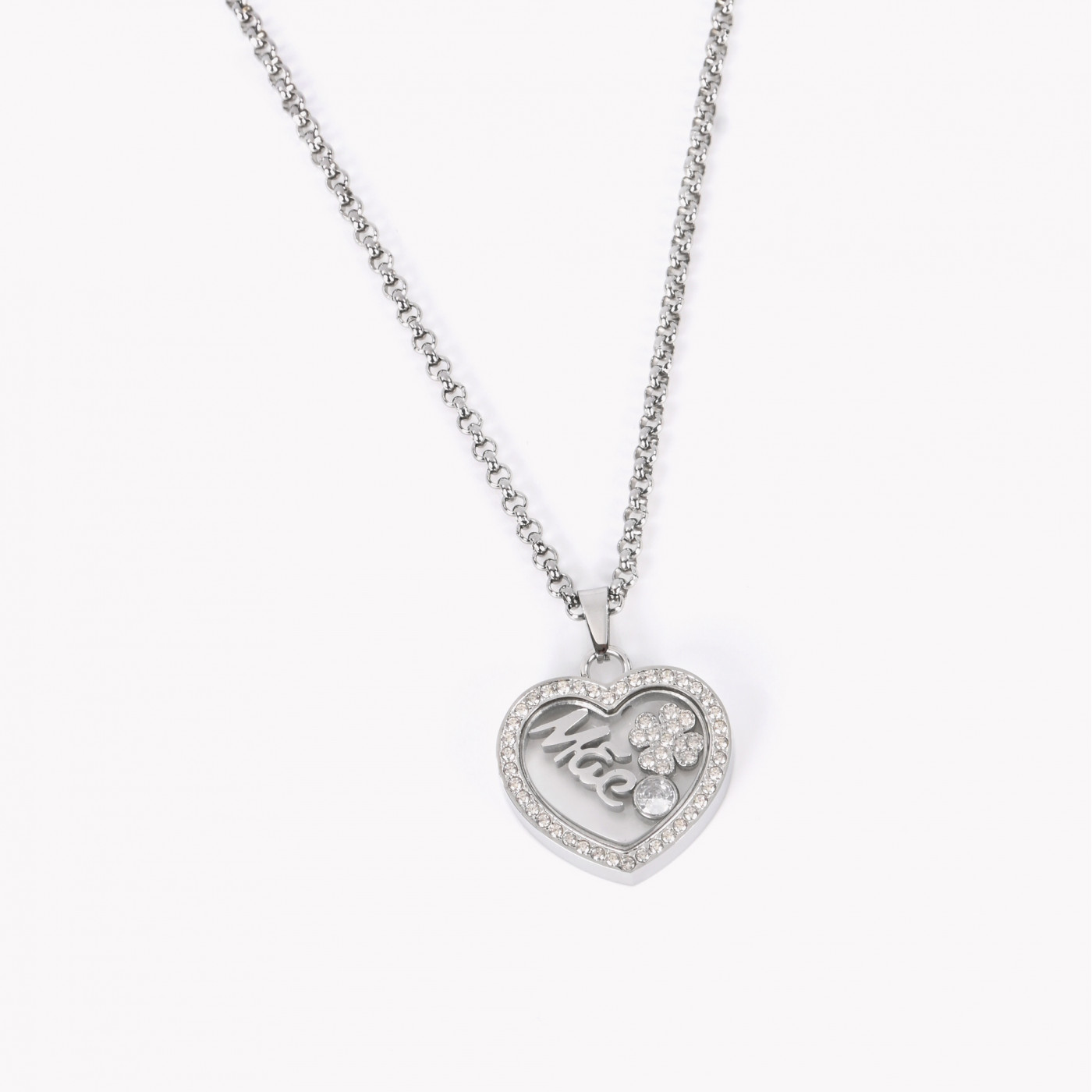 silver clover magnetic heart necklace – Salty Accessories