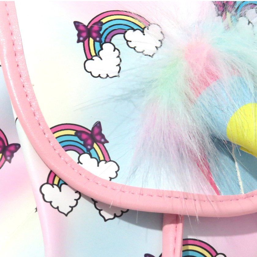 Mochila infantil con estampado de arcoíris y unicornios GB