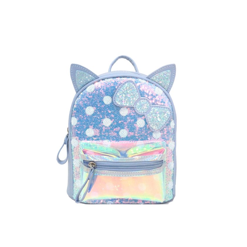 Mochila de criança com brilhantes e laço GB