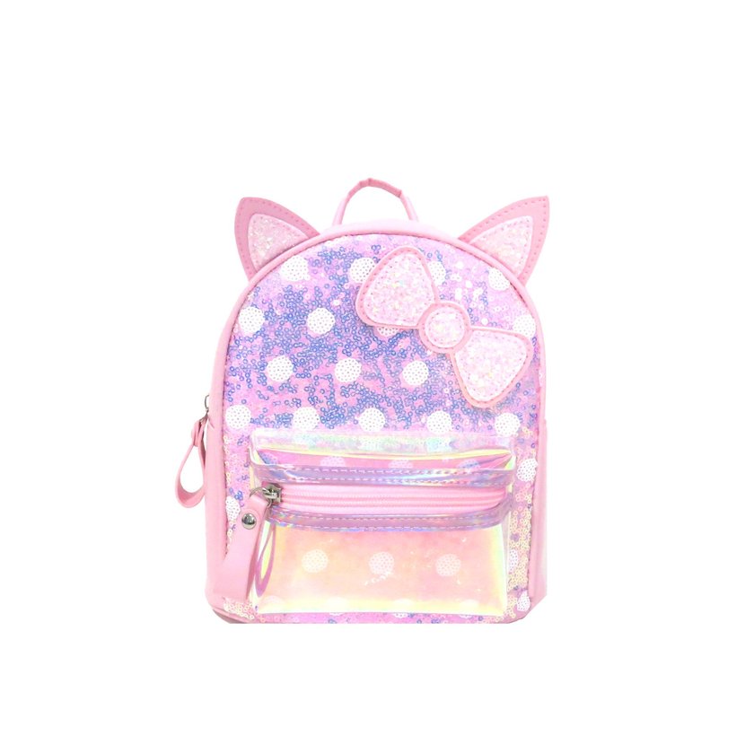 Mochila de criança com brilhantes e laço GB