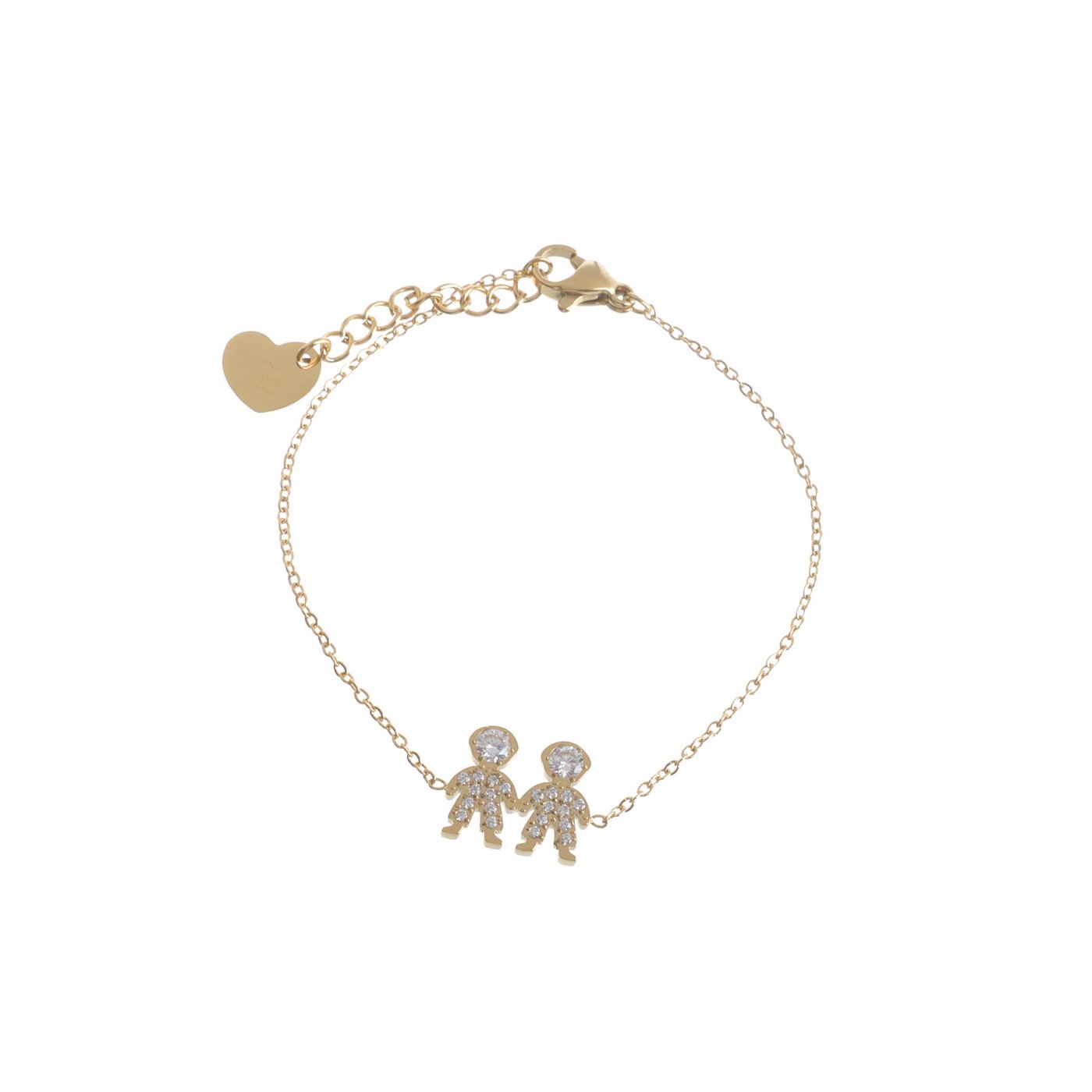 Pulsera acero y circonitas dos niños GB