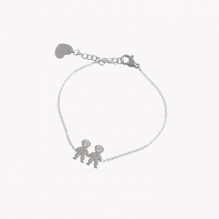 Pulsera acero y circonitas dos niños GB