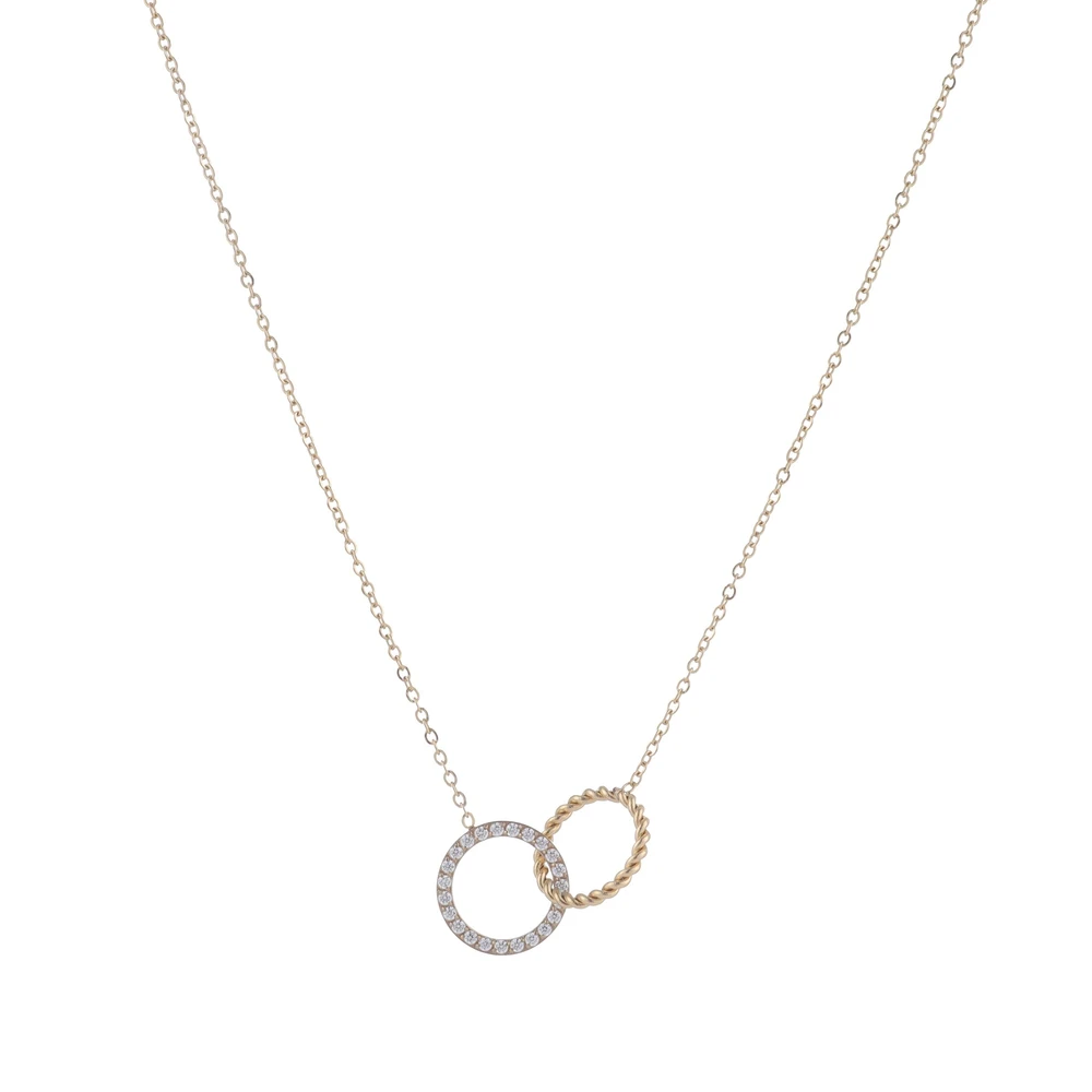 Steel necklace and circles zirconies interlaced GB