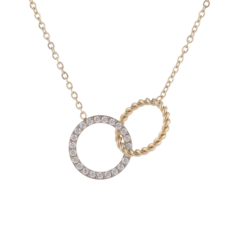 Steel necklace and circles zirconies interlaced GB