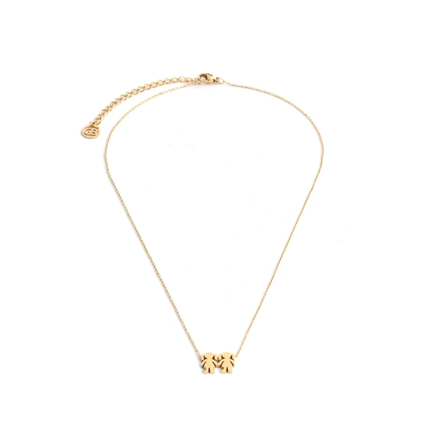 Collier en acier deux filles GB