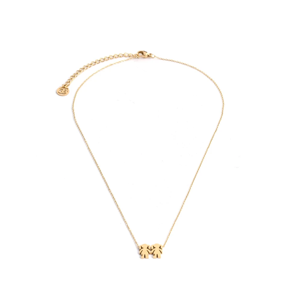 Collier en acier deux filles GB
