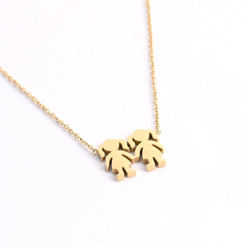 Collar en acero dos niñas GB