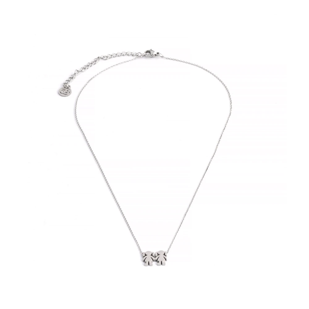 Collier en acier deux filles GB