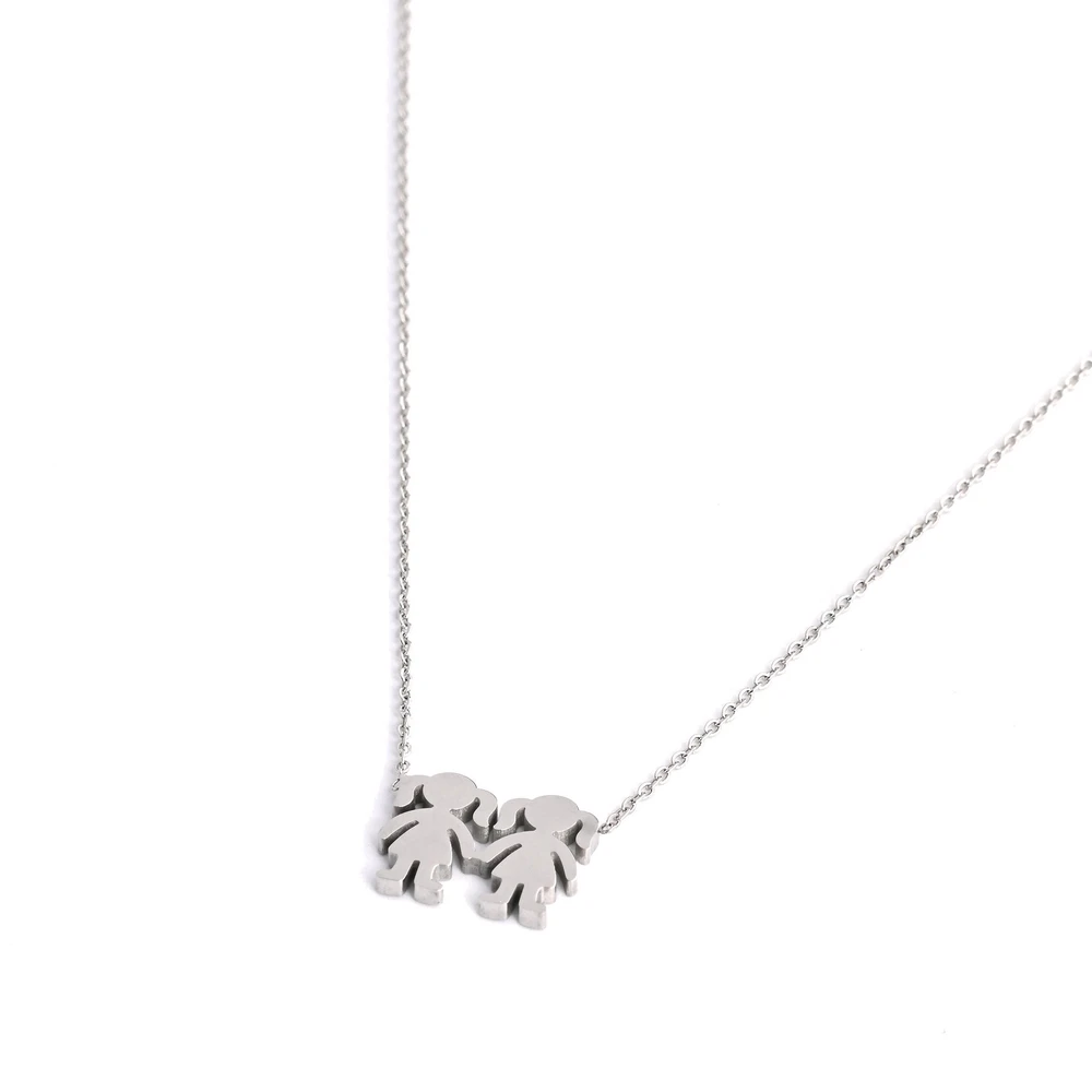 Collier en acier deux filles GB