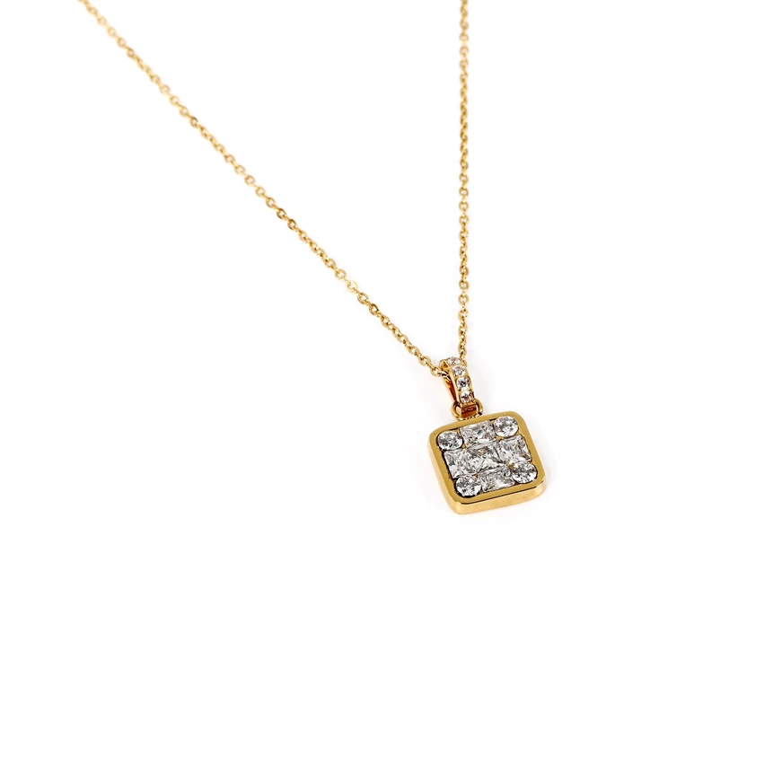 Collana acciaio quadrato geometrico GB