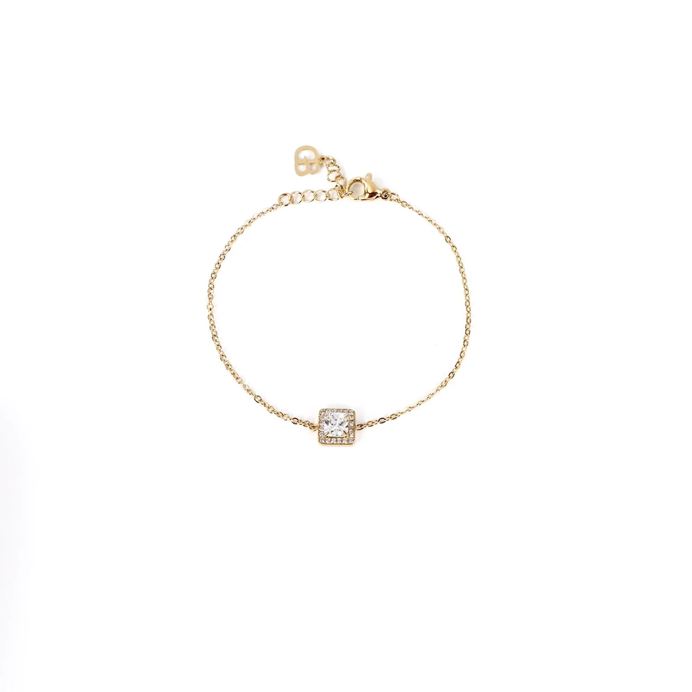 Steel bracelet square stone GB
