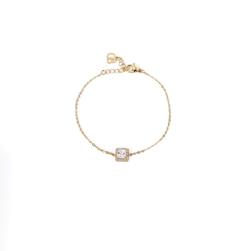 Bracciale in acciaio pietre quadrata GB