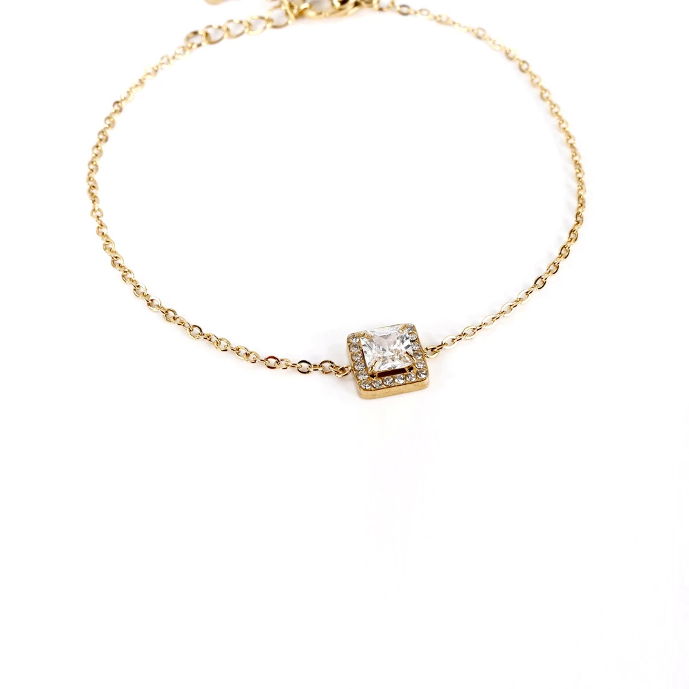 Steel bracelet square stone GB
