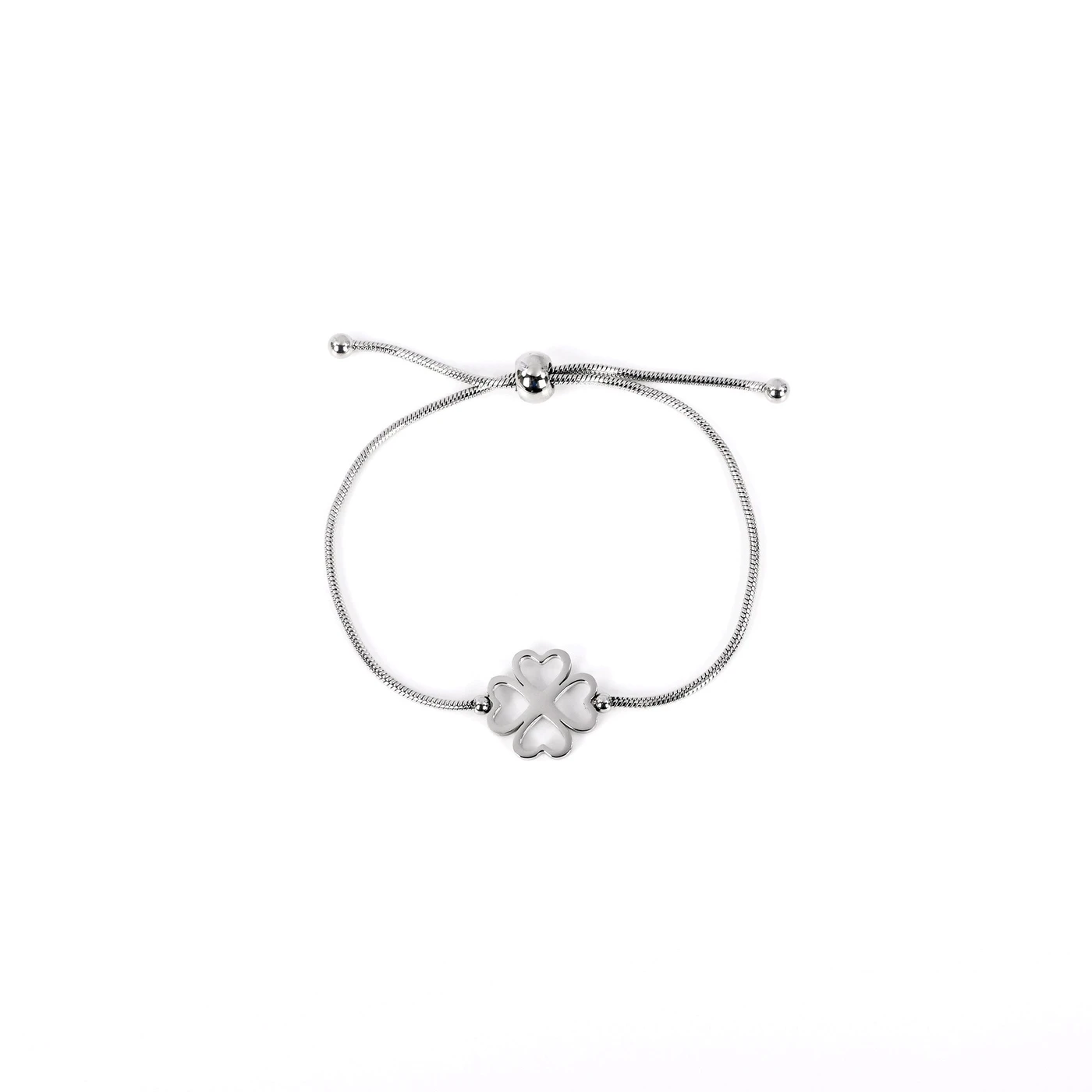 Pulseira ajustável em aço trevo GB