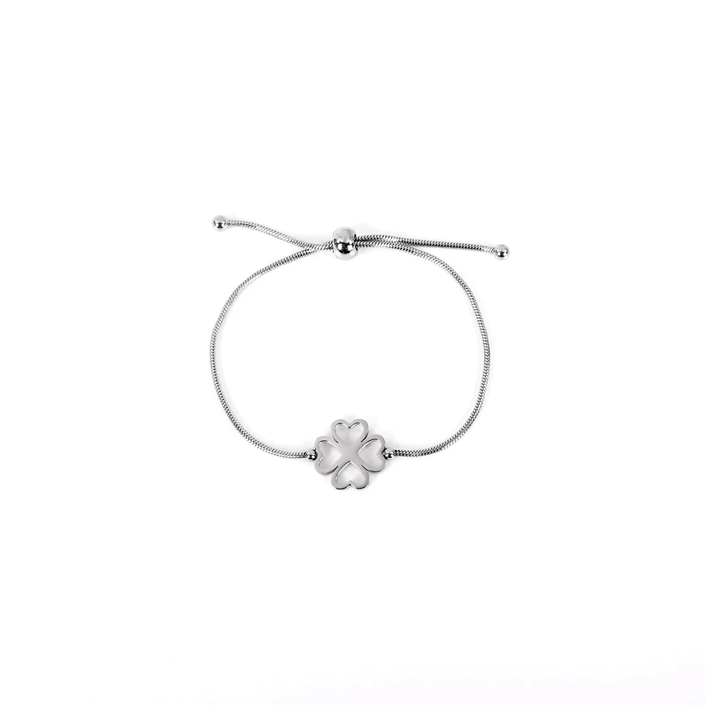 Pulseira ajustável em aço trevo GB