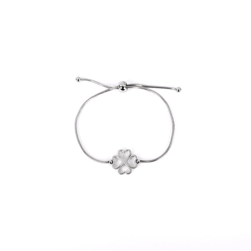 Adjustable steel bracelet clover GB