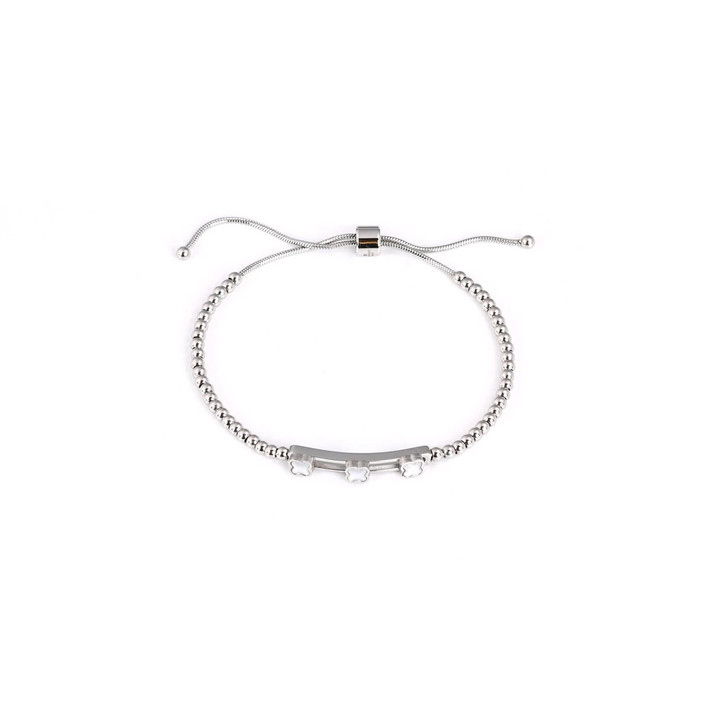 Bracciale in acciaio trifogli madreperla GB