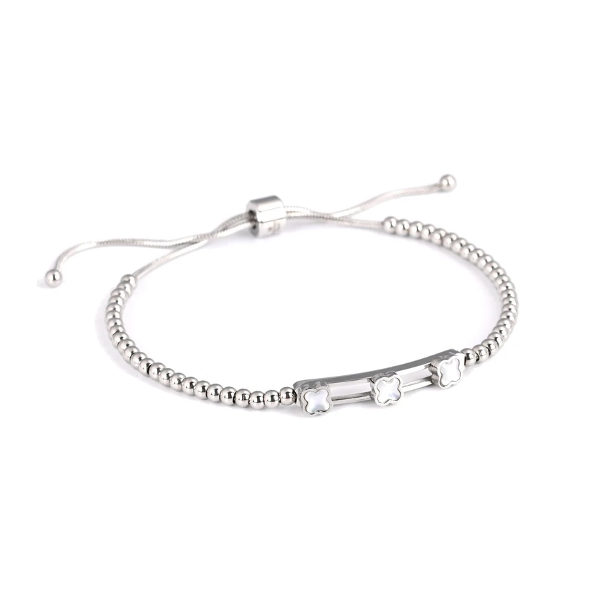 Bracciale in acciaio trifogli madreperla GB