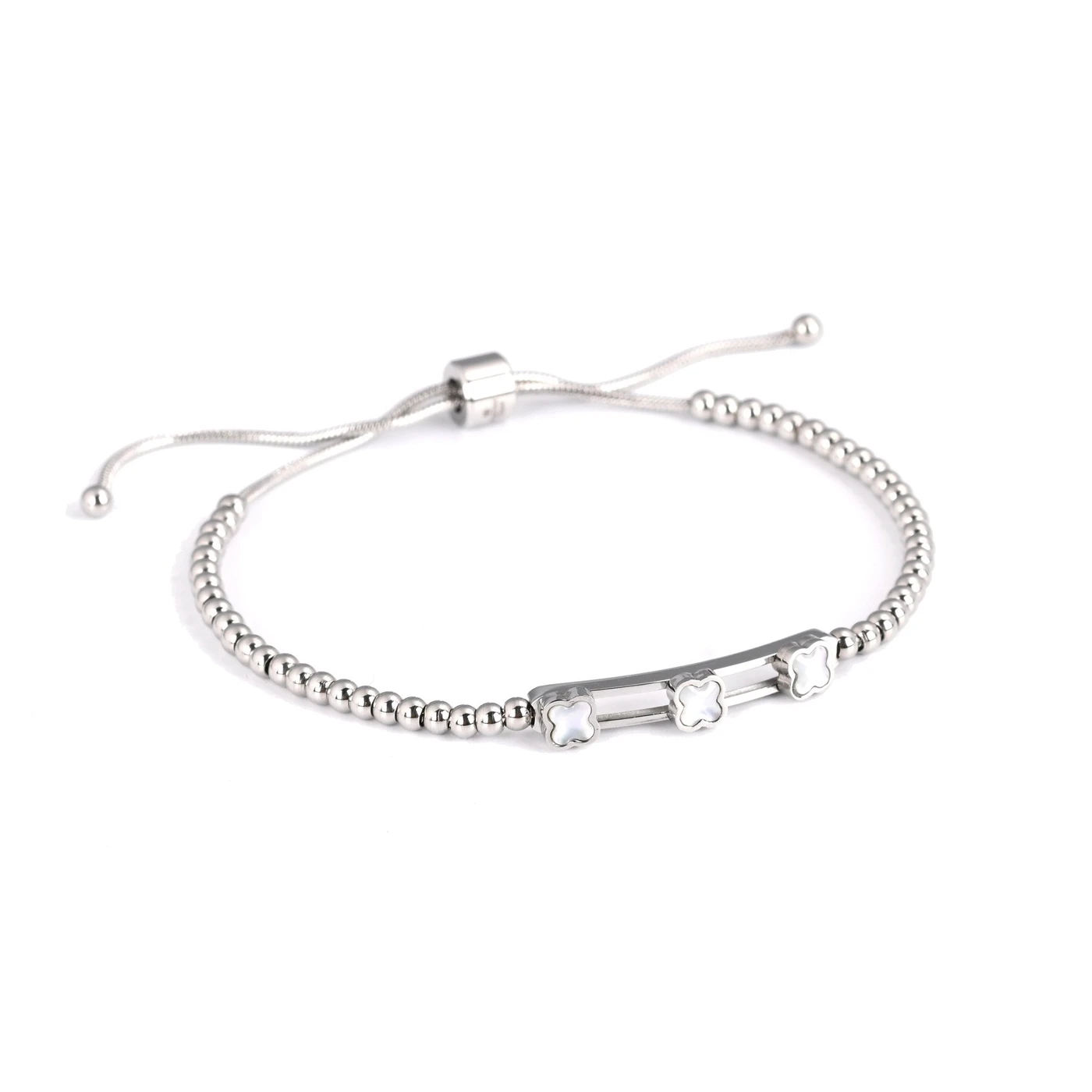 Bracciale in acciaio trifogli madreperla GB
