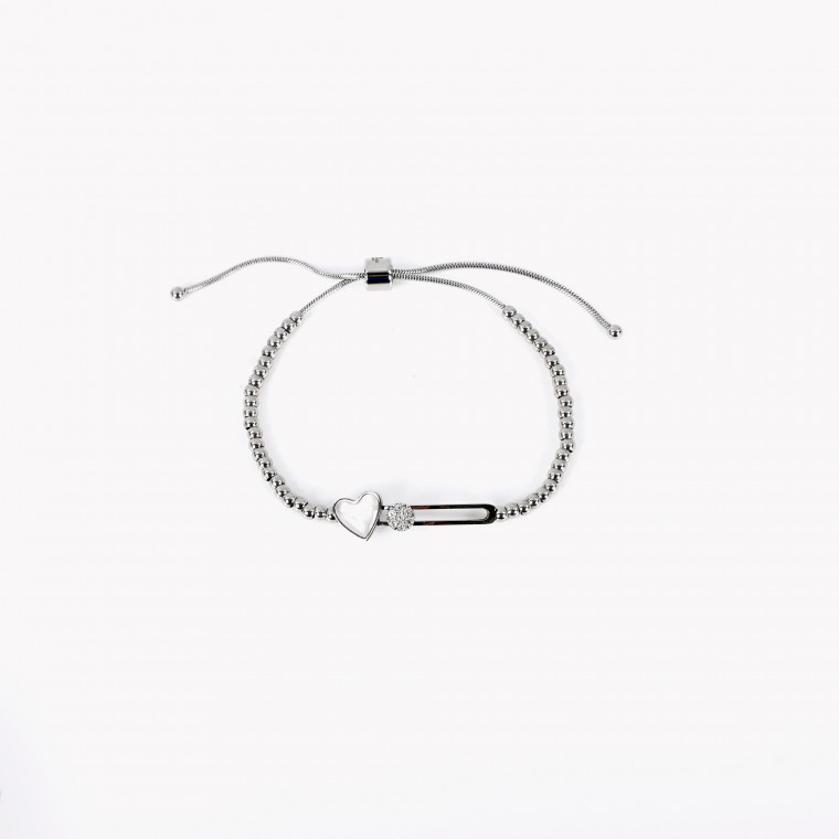 Steel bracelet heart mother pearl GB