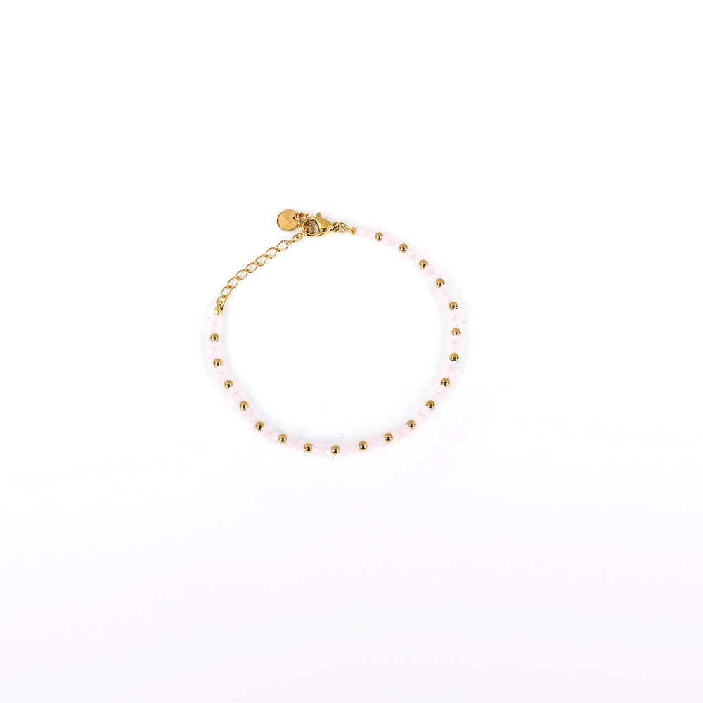 Bracciale in acciaio pietre in colore rosa chiaro GB