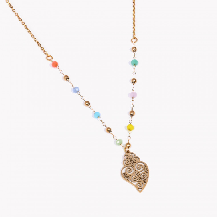 Steel necklace colorful coração de viana GB