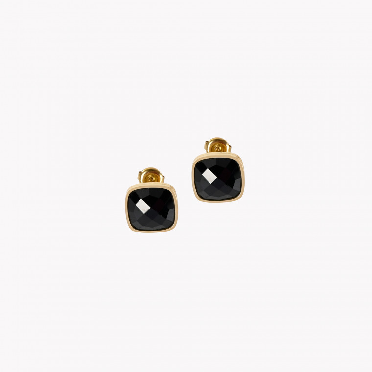 Steel earrings squares black GB