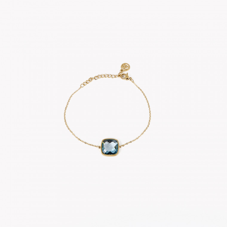 Steel bracelet square blue stone GB