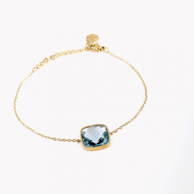 Steel bracelet square blue stone GB