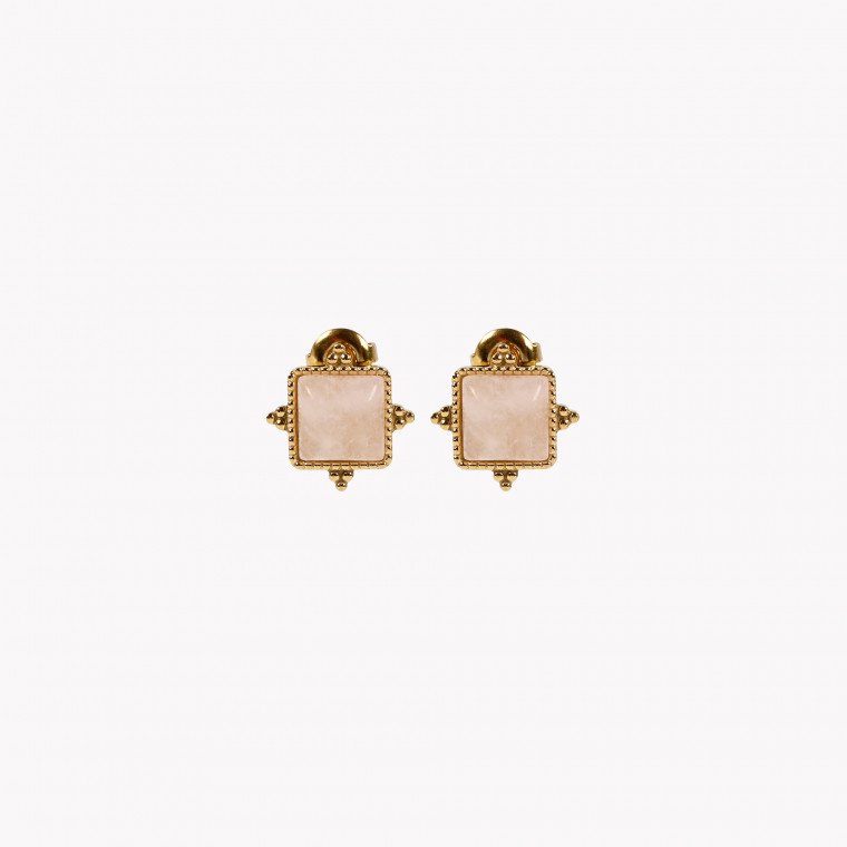 Steel earrings irregulars stone beige GB