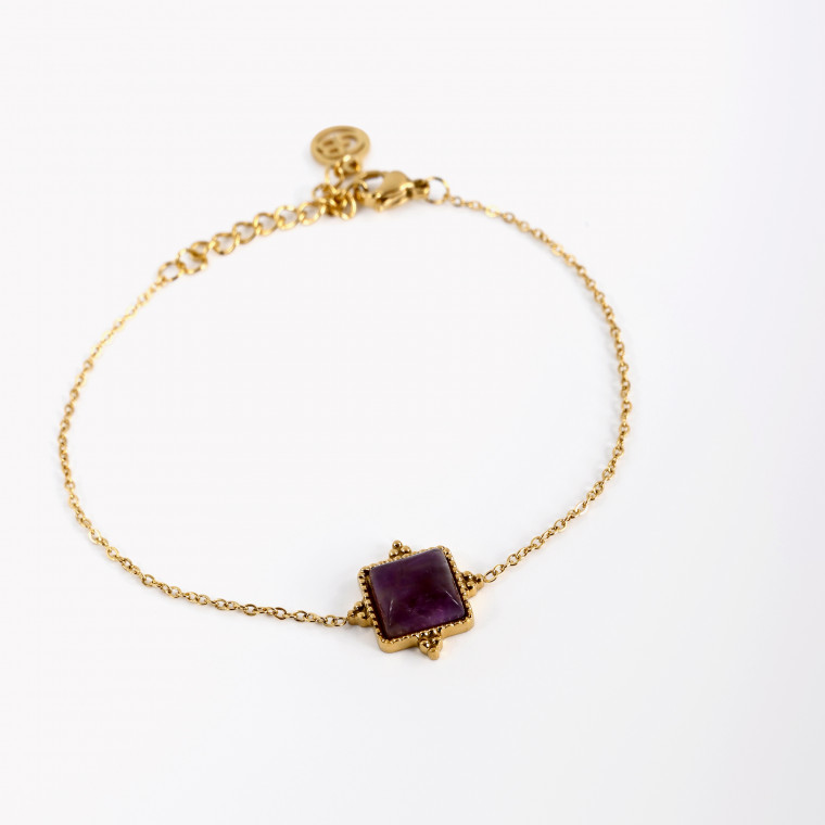 Steel bracelet irregulars stone purple GB