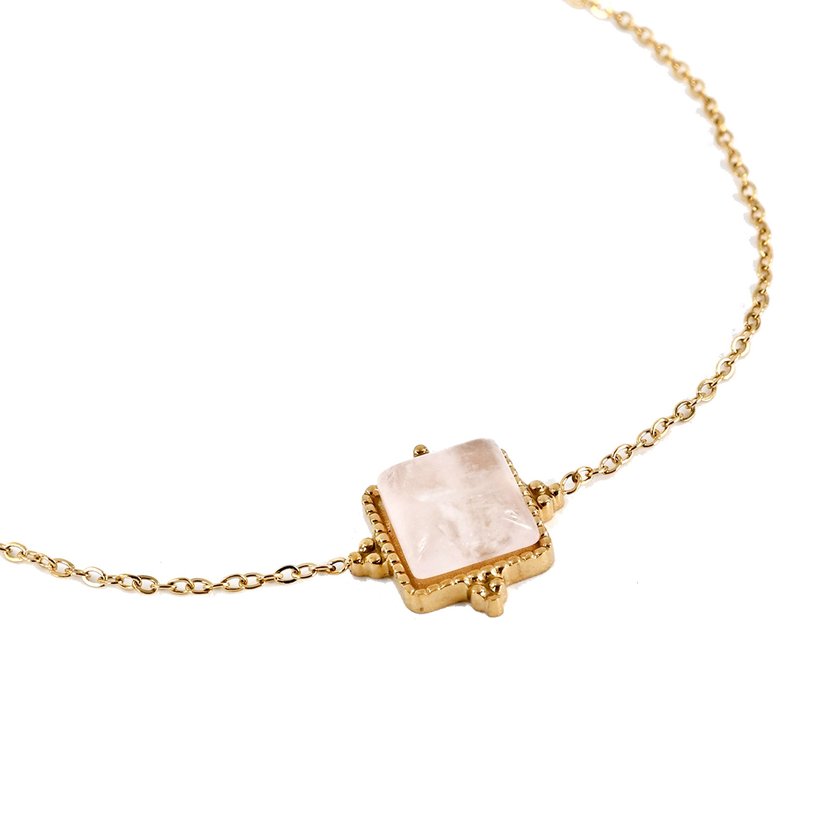 Pulseira em aço irregulares pedra beige GB