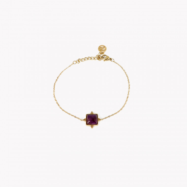 Bracciale in acciaio irregolare pietra viola GB