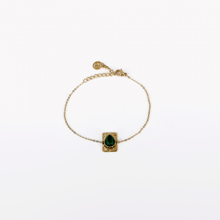 Pulsera en acero colgante oval verde GB