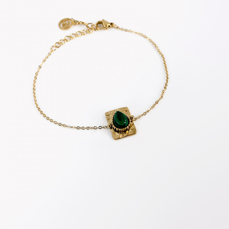 Steel bracelet pendant oval green GB