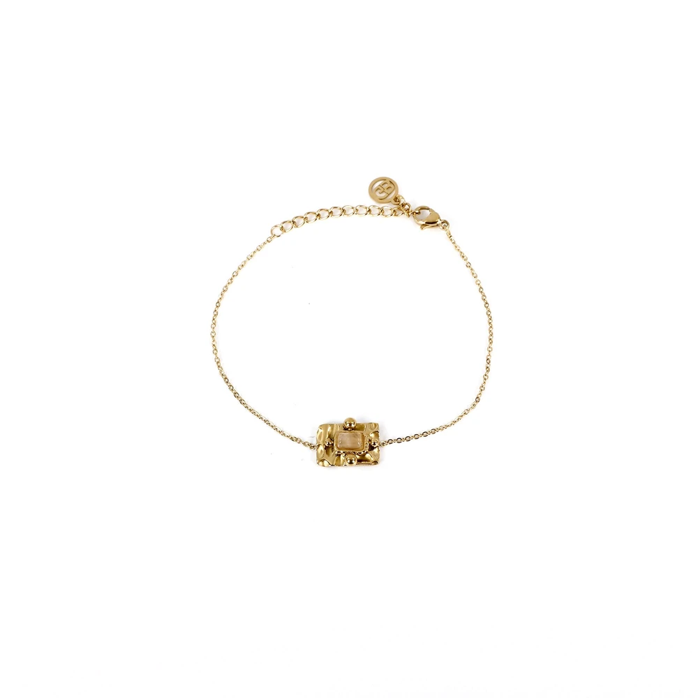 Bracciale in acciaio pendenti rettangolare beige GB