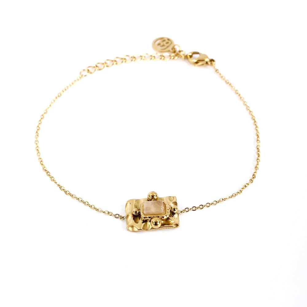 Bracciale in acciaio pendenti rettangolare beige GB